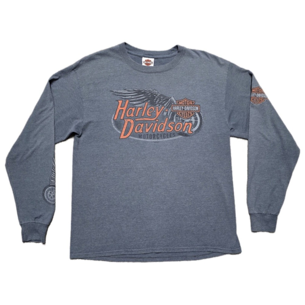 Y2K Harley Davidson Long Sleeve Shirt Double Sided Graphic Jackson MS Men's L